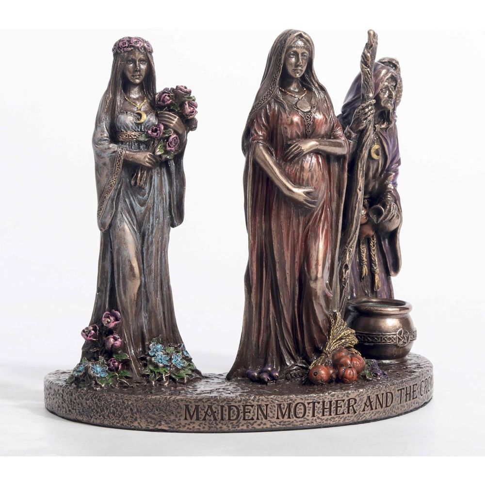 Bronze Finish Triple Goddess Mother Maiden Crone Statue