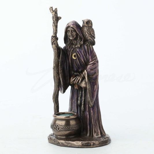 Bronze Finish Crone Statue- Triple Goddess Mini Statue Hand Painted