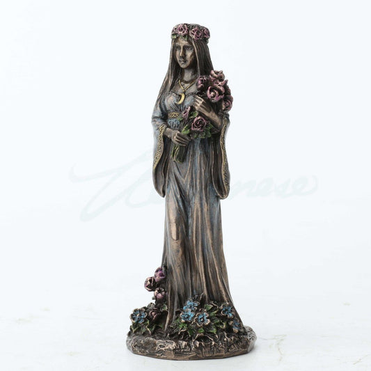 Bronze Finish Maiden Statue- Triple Goddess Mini Statue Hand Painted