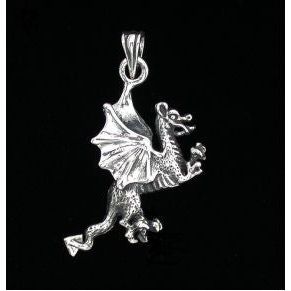 Sterling Silver Dragon-Flying with Spike Tail Pendant