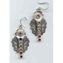 Beautiful Sterling Silver Butterfly Chakra Gemstone Earrings