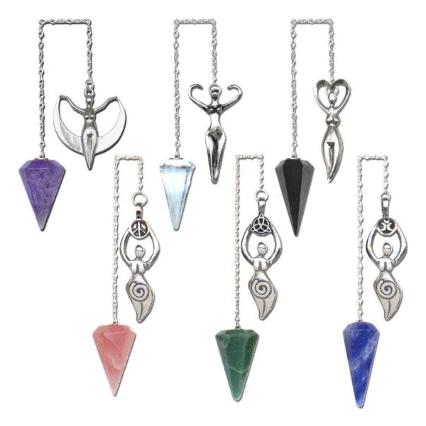 Goddess Pendulums with Natural Crystals