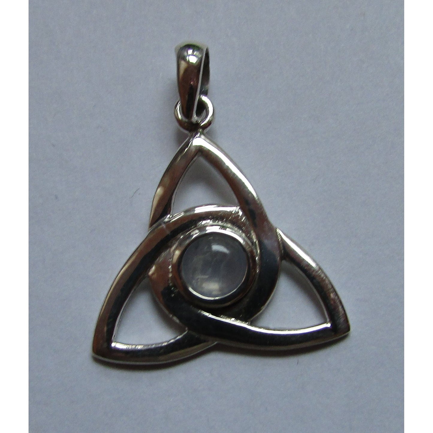 Lovely Triquetra Sterling Silver Pendant w/ Moonstone