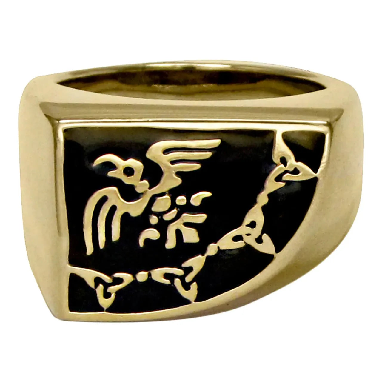 Large Bronze Raven Banner Ring Sizes 5-15