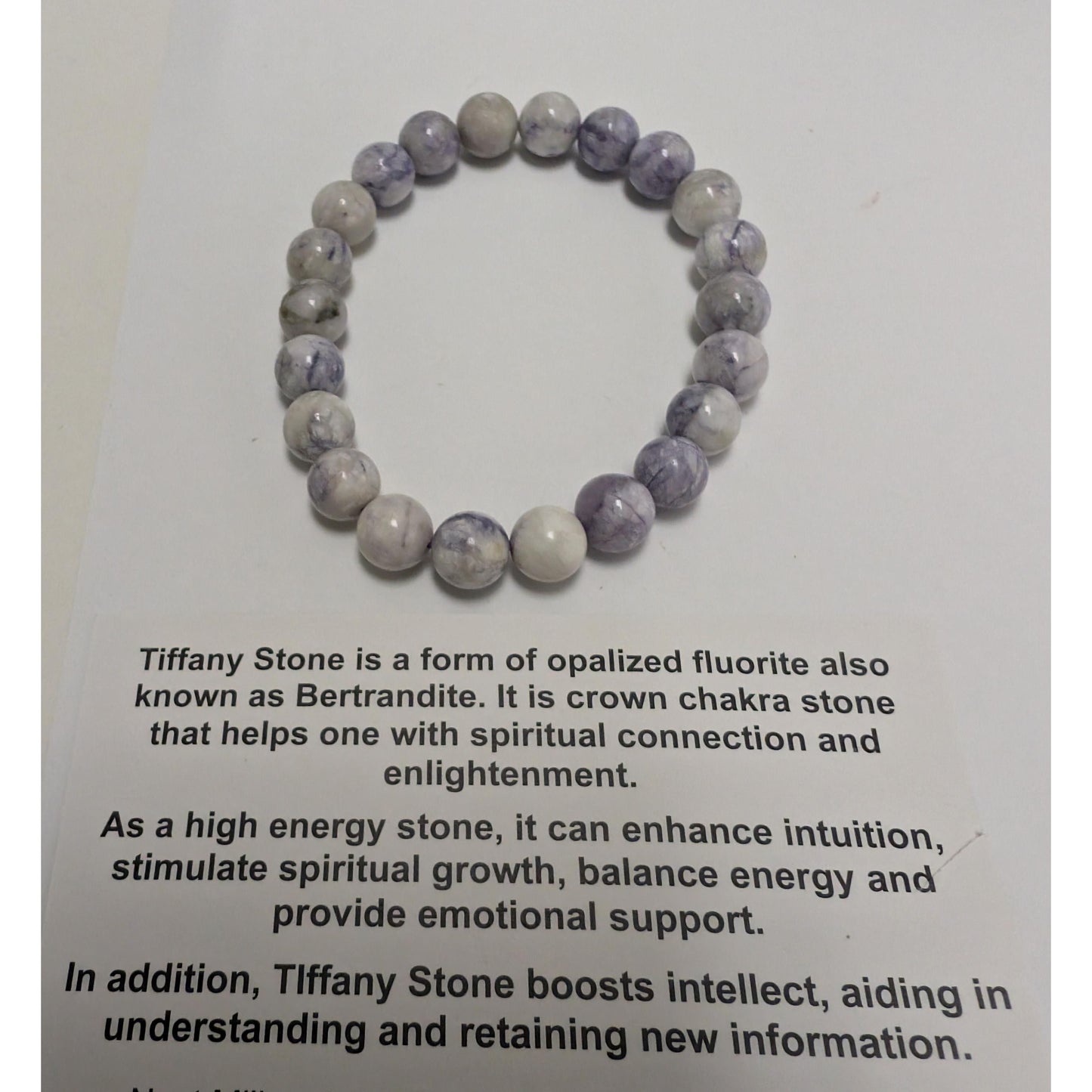 Tiffany Stone Bertrandite for spiritual growth Beaded Crystal Stone Bracelet