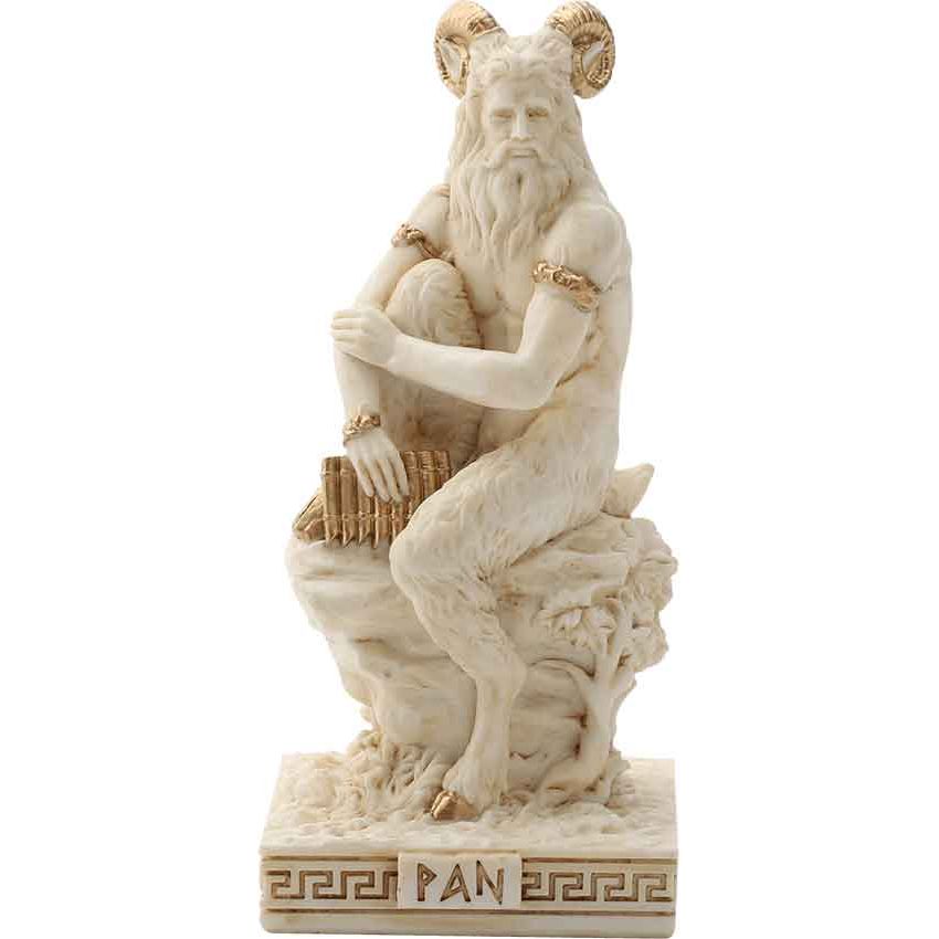 Ivory Gold Finish Pan Mini Statue Hand Painted 3 1/2"