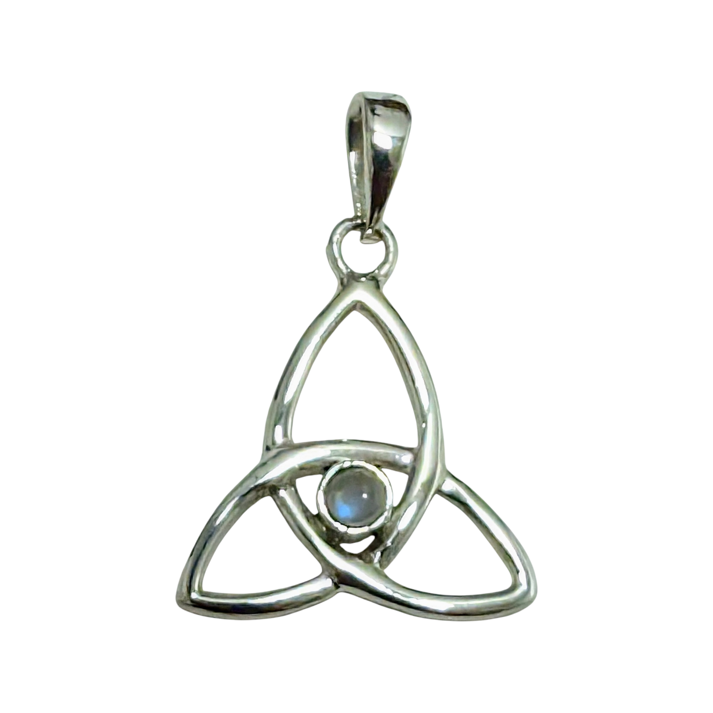Lovely Triquetra Sterling Silver Pendant w/ Moonstone