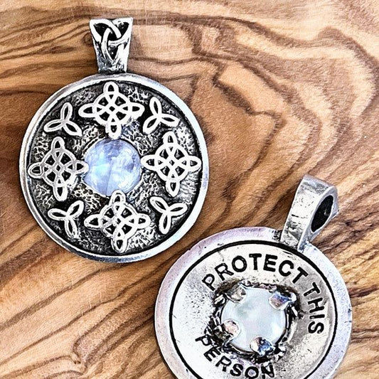 Protect This Person – Celtic knots, with Moonstone Pendant