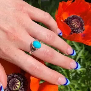 Celtic Triquetra Turquoise Sterling Silver Ring