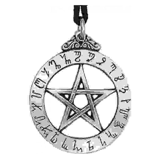 Theban Witches Runes Pewter Pentacle Pendant