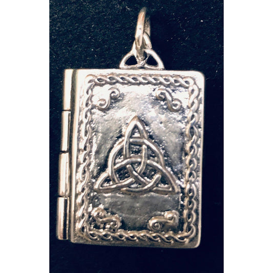 Beautiful 925 Sterling Silver Charmed Book of Shadows Triquetra Locket Pendant