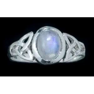 Sterling Silver Celtic Triquetra with 6×8 Moonstone Ring RS194