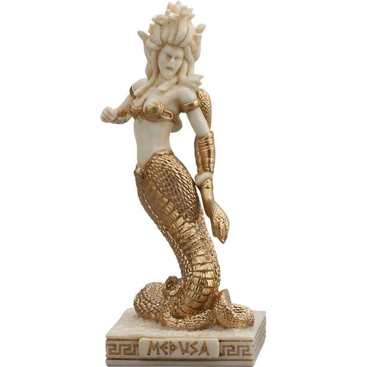 Ivory Gold Finish Medusa Mini Statue Hand Painted 3 1/2"