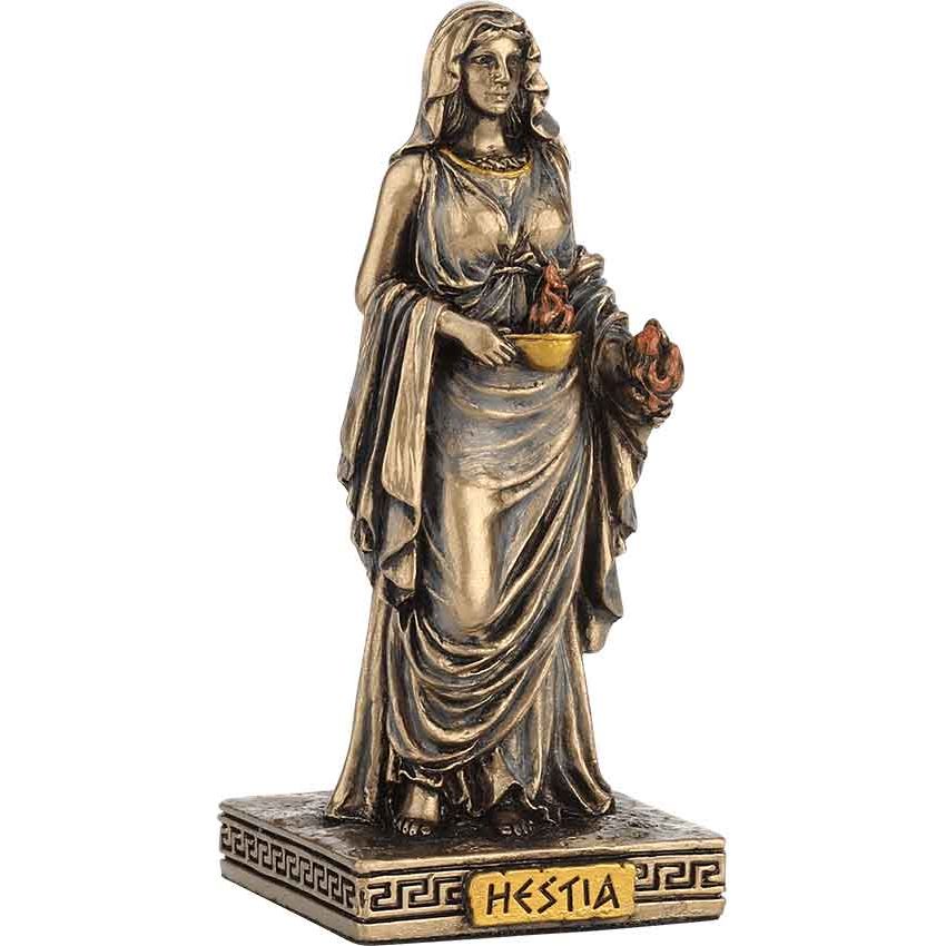 Bronze Finish Hestia Goddess Mini Statue Hand Painted 3 1/2"