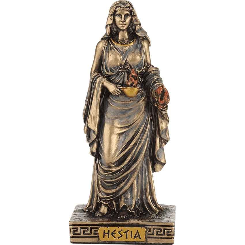 Bronze Finish Hestia Goddess Mini Statue Hand Painted 3 1/2"