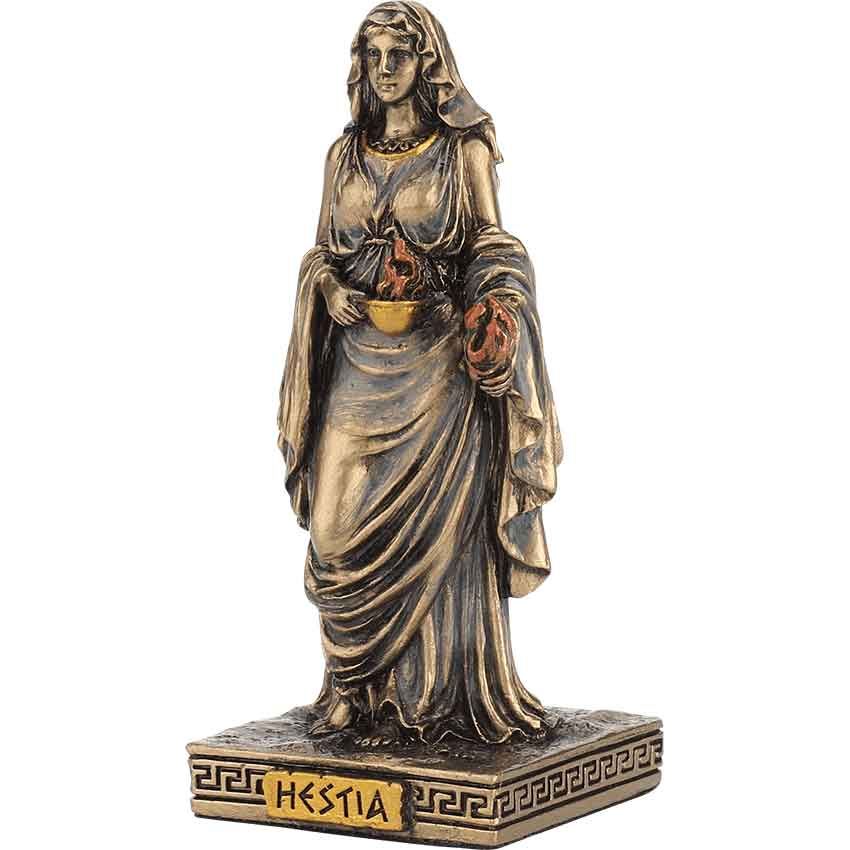 Bronze Finish Hestia Goddess Mini Statue Hand Painted 3 1/2"