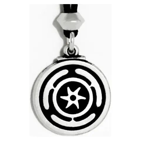 Small Wheel of Hecate Moon Goddess Pewter Pendant