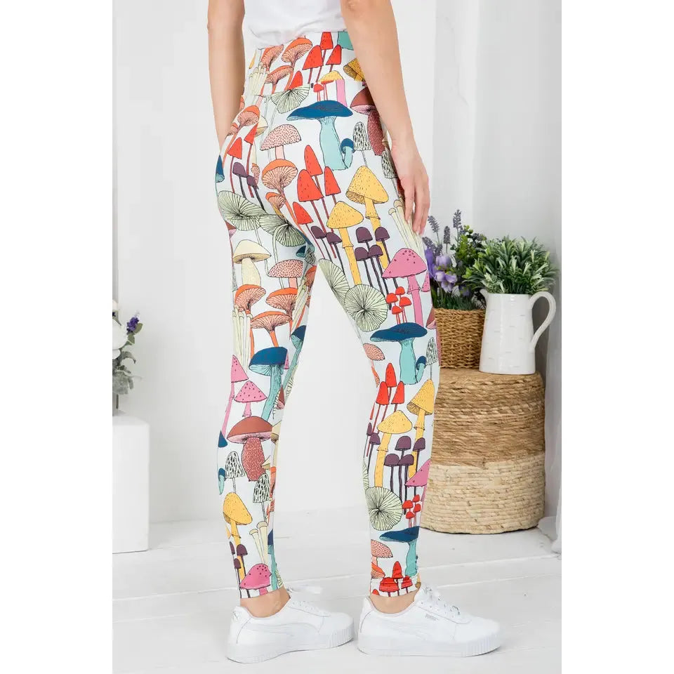 Mushroom Print Legging Yoga Pants S-XL