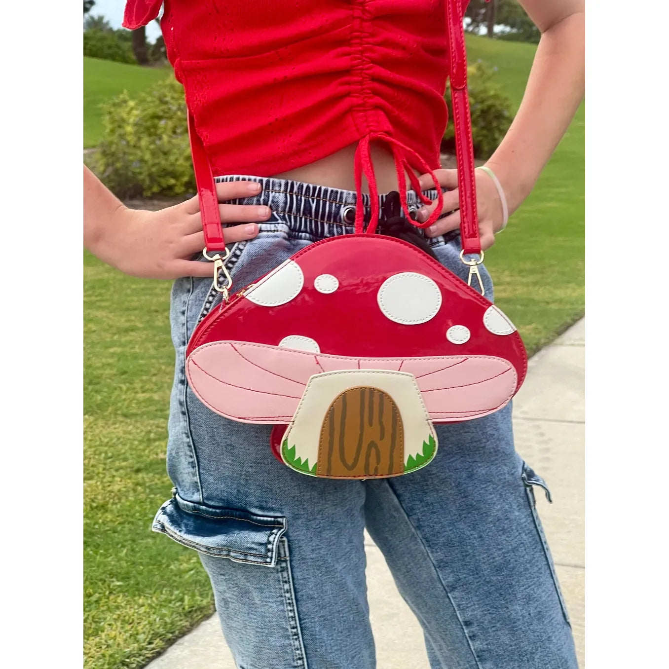 Mushroom Toadstool House Handbag Purse