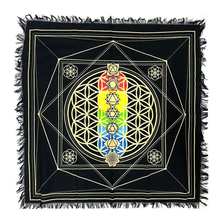 Chakra Flower of Life Altar Cloth (24 X 24 in.)