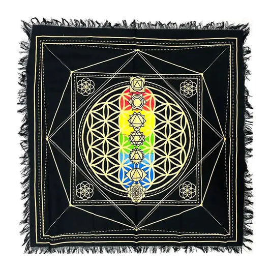 Chakra Flower of Life Altar Cloth (24 X 24 in.)