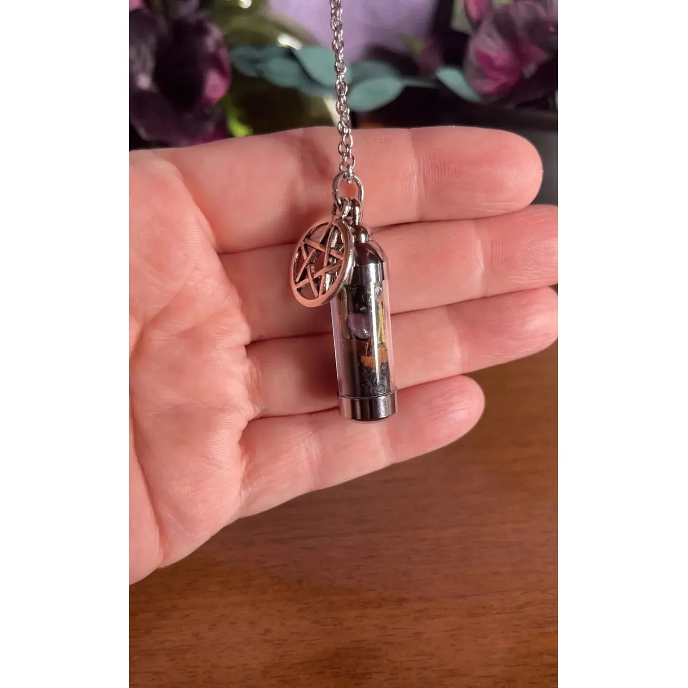 Protection Spell Jar Amulet Necklace, Witchy Crystal Jewelry