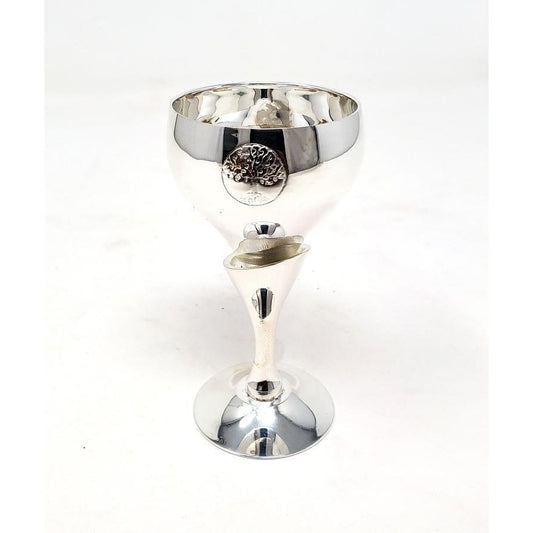 Tree of Life Carved Silver Plated Chalice 3 1/4''H, small