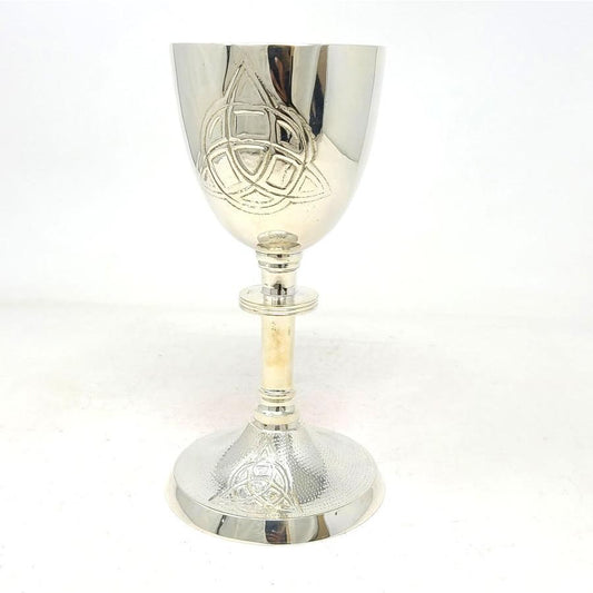 Silver Plated Triquetra Chalice Goblet 8.5"