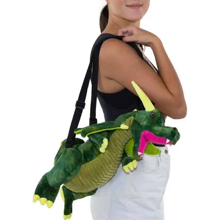 Furry Green Dragon Backpack