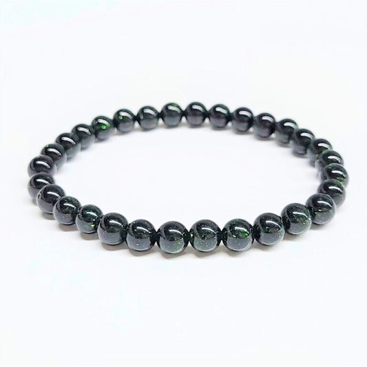 Green Goldstone Beaded Bracelet 6-8 mm