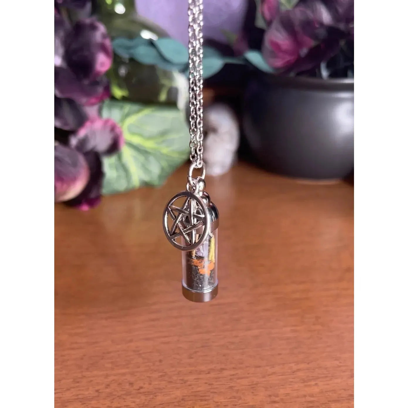 Protection Spell Jar Amulet Necklace, Witchy Crystal Jewelry
