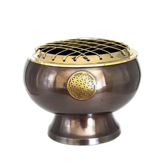 Metal Incense Burner Bowl - Flower of Life