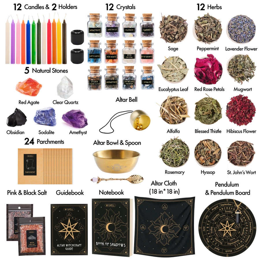 Beginning Altar Witchcraft Kit 77 Pcs
