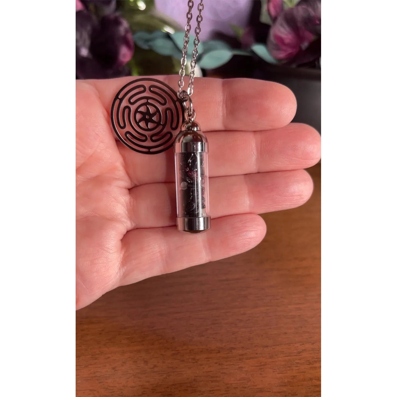 Hecate Spell Jar Amulet Necklace, Witchy Crystal Jewelry