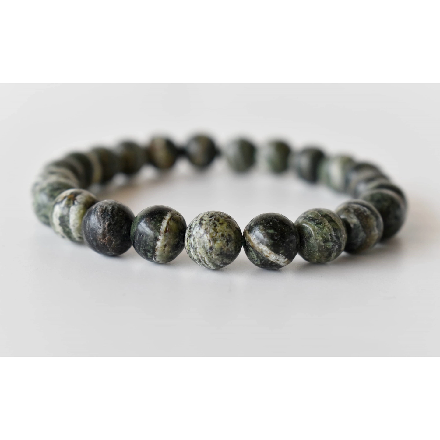 Green Zebra Jasper Bracelet for Money and Abundance. 8mm Crystal Bracelet