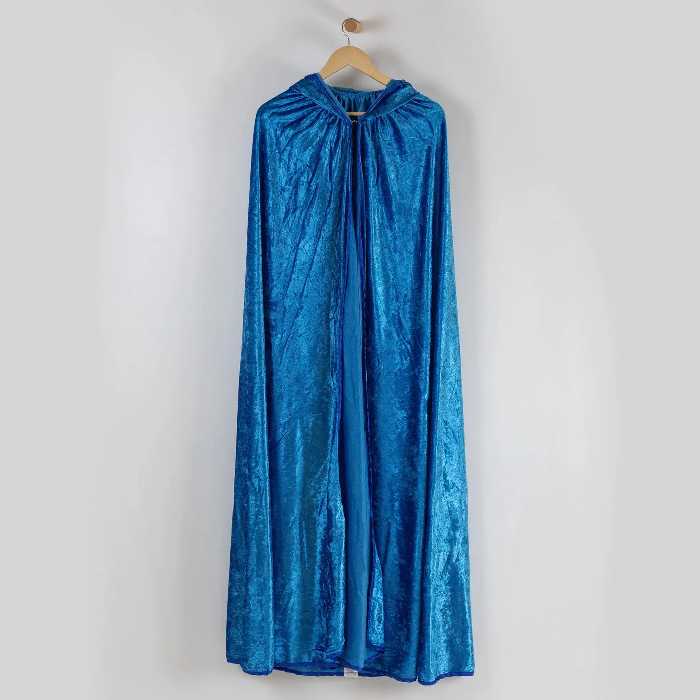 Bright Blue Adult Hooded Cloak - Crushed Velour Medieval Hooded Cape