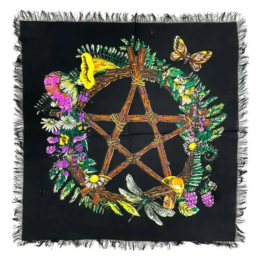 Floral Pentagram Altar Cloth (24 X 24 in.)