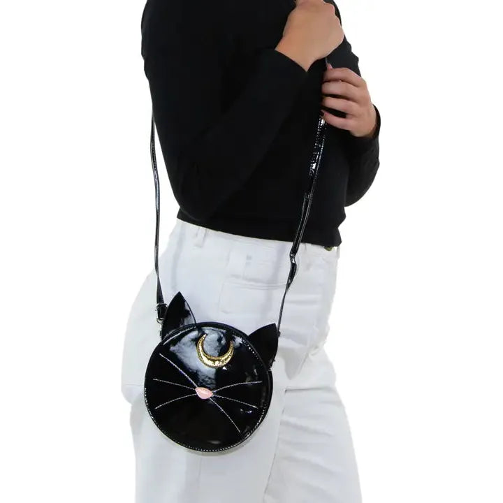 Mystical Black Cat Face Crossbody Bag