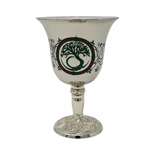 Stainless Steel Chalice with Tree of Life Design 4.75"H (6 oz capacity)