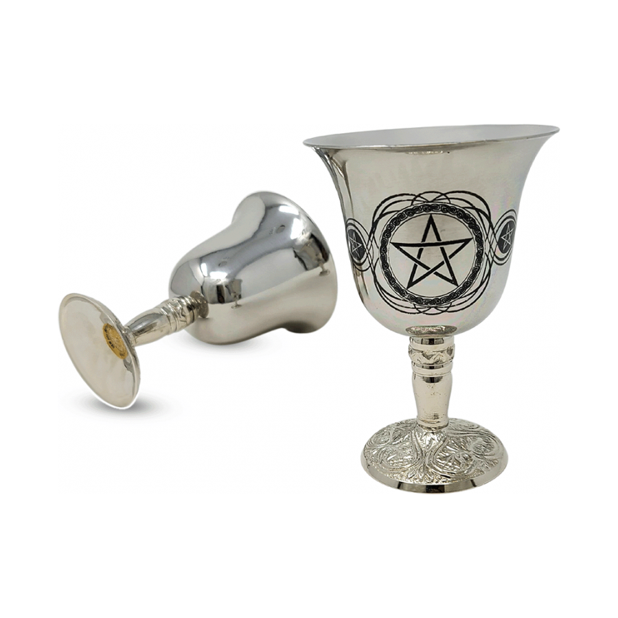 Stainless Steel Chalice with Pentagram Design 4.75"H (6 oz capacity)