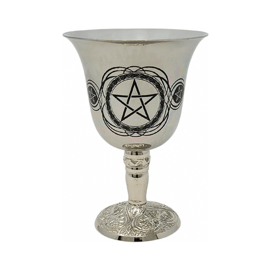 Stainless Steel Chalice with Pentagram Design 4.75"H (6 oz capacity)