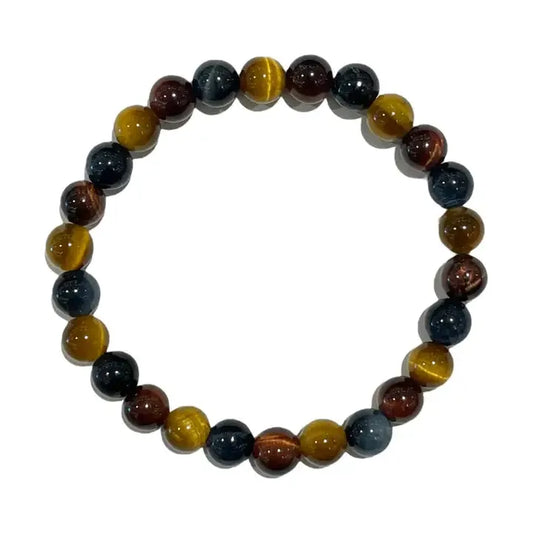 Child's Bracelet, three types of Tiger's Eye, Gold, red, blue for courage