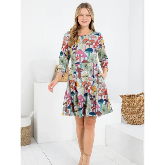 Gray Mushroom Plus Size Winter Tunic Dress 1X-3X