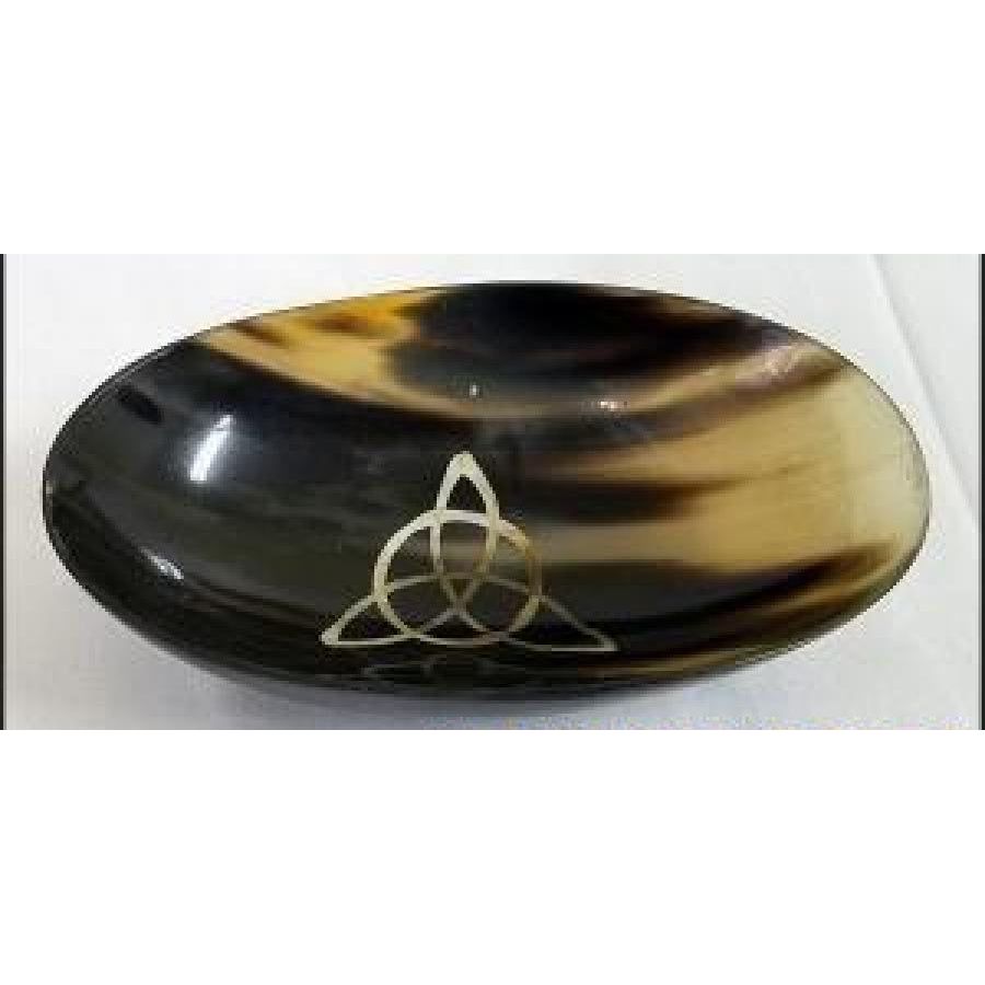 TRIQUETRA RITUAL OVAL BOWL 5" x 3.5" Made of Bison Horn