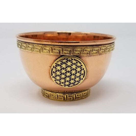 Flower of Life Symbol Copper Offering Bowl 3"D