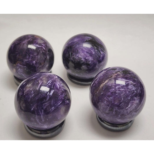 Beautiful Charoite Spheres from Russia for Psychic Ability, Creativity and Crown Chakra.