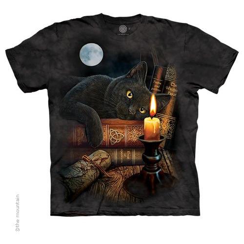 The Witching Hour Tee Shirt by Lisa Parker Black Cat with Book of Shadows