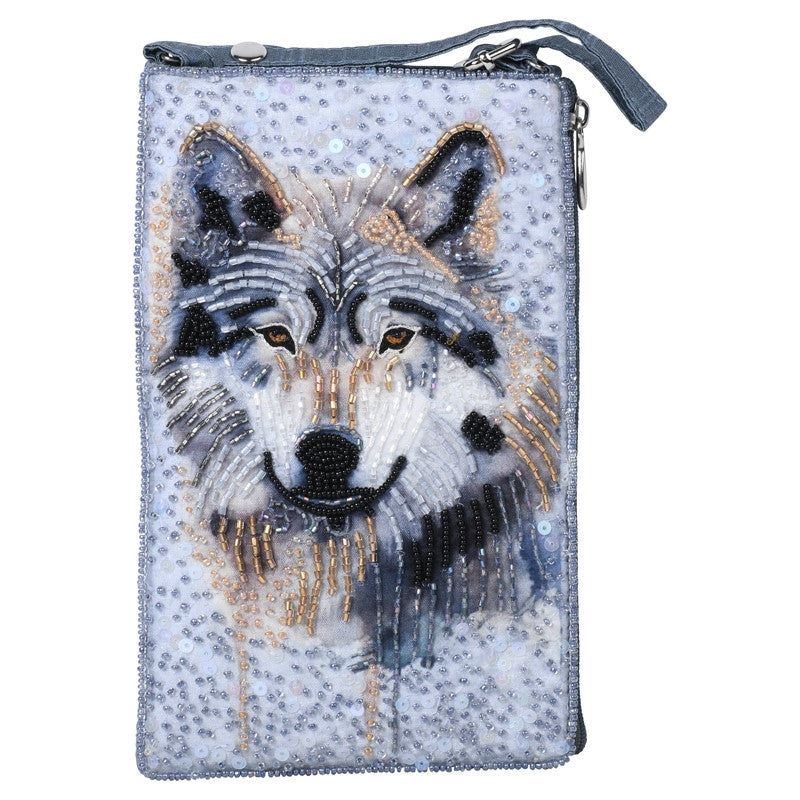 Wolf Phone Cross Body Bag Purse Beaded Fair Trade