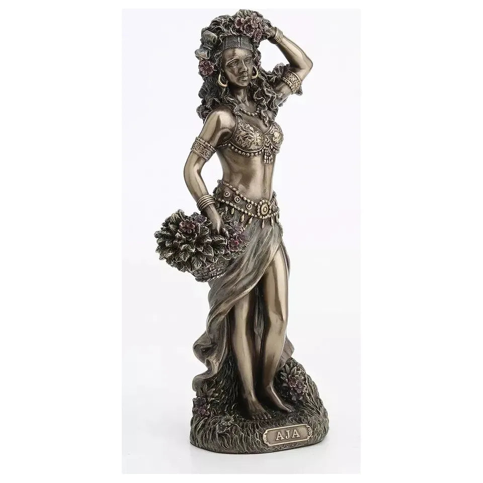 Aja Santeria Orisha of Forest and Herbs Cold Cast Resin Bronze Finish 8 5/8"