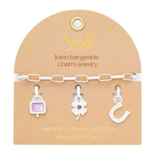 Interchangeable Charm Bracelet - Amethyst/Protection/Silver